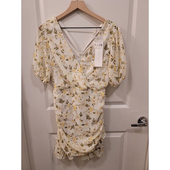 Lush Floral Mini Dress with Ruffle Hem - Picture 2 of 9